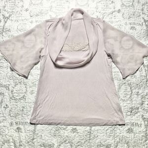 Soft Surroundings Top Womens L Pink Big Collar Butterfly Sleeve Beach Pullover